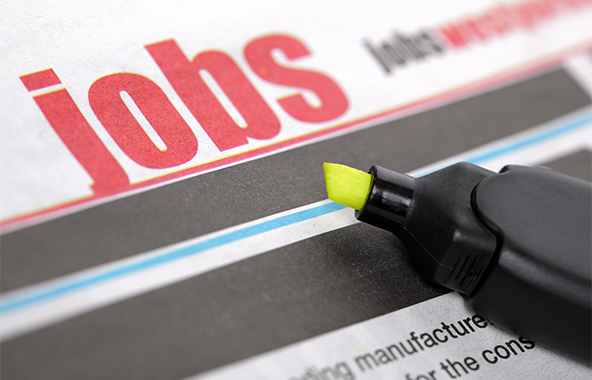 Highlighted job listing on a printed jobs page.